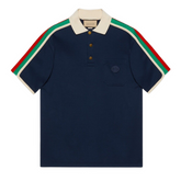 Gucci Stripe Polo Shirt Navy Blue