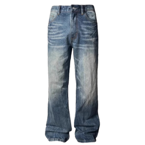 American Retro Street Washed Distressed Lightning Flared Denim