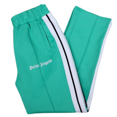 Palm Angles Staight Leg Velour Jogger Turquoise White