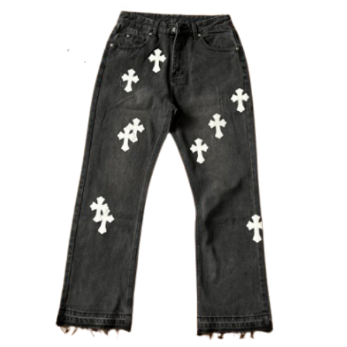 Chrome Hearts Flared Denim Black White