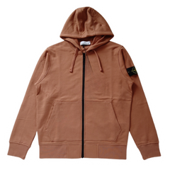 Stone Island Zip Hoodie Rust Red