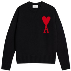 Ami Paris Knit Sweater Black Red