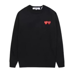 Comme des Garcons Sweater Double Heart Black Red