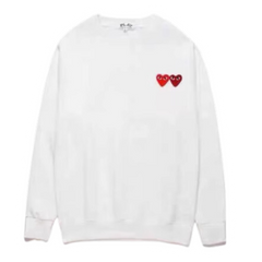 Comme des Garcons Sweater Double Heart White Red