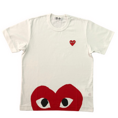 Comme des Garcons (CDG) Big Half Heart Print White Red