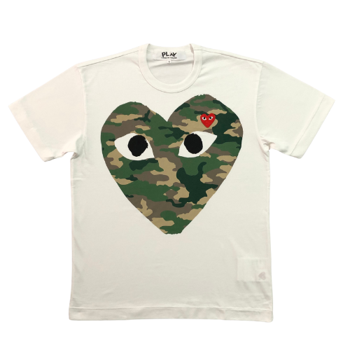 Comme des Garcons (CDG) Big Heart Print White Camouflage