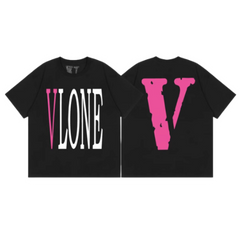 Vlone T Shirt Big V Black Pink