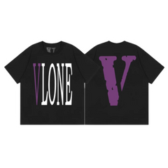 Vlone T Shirt Big V Black Purple