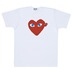 Comme des Garcons (CDG) T Shirt White Big Heart White Red