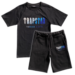 Trapstar Tarcksuit Chenille Decoded Short Set Ice Flavours Black