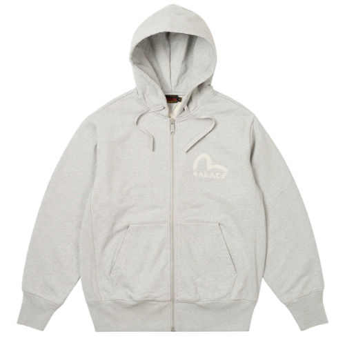 Palace X Evisu Zip Hoodie Grey