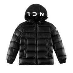 Moncler Puffer Jacket Hood Writing Black