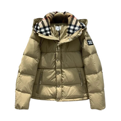 Burberry Puffer Jacket Beige Black Rubber