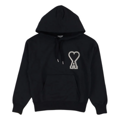Ami Paris Stitched Icon Hoodie Black