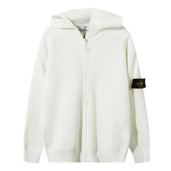 Stone Island Knit Zip Hoodie Zipper White