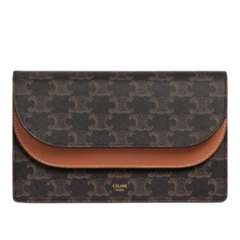 Damen Celine Crossbody Bags Triomphe Wallet On Strap Leather