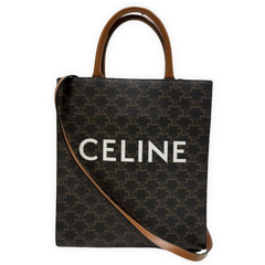 Celine Vertical Mini Shopper In Triomphe Canvas and Calfskin