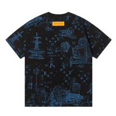 Louis Vuitton Blue City Print T-Shirt Black