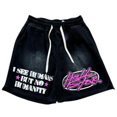 Hellstar "I See Humans But No Humanity" Shorts Black