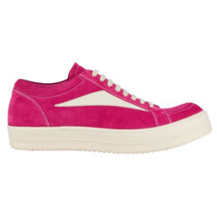 Rick Owens EDFU Vintage Sneaks Velour Suede Hot Pink Milk White
