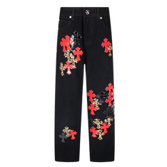 Chrome Hearts Red Crosses Jeans Black