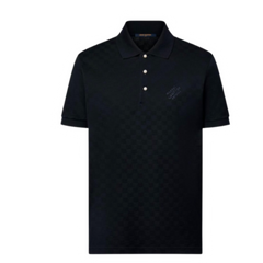 Louis Vuitton Damier Cotton Pique Polo Shirt Black