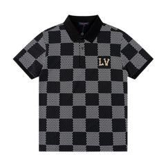 Louis Vuitton Damier Crewneck Polo-Shirt Grey & Black