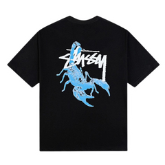 Stussy Blue Scorpion Print T-Shirt Black