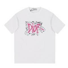 Dior Pink Print T-Shirt White