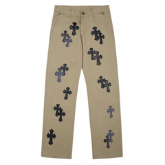 Chrome Hearts All Over Crosses Print Jeans Brown