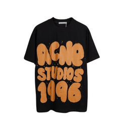 Acne Studios Orange Graffiti Print T-Shirt Black