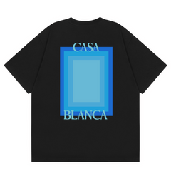 Casablanca Blue Square Print T-Shirt Black
