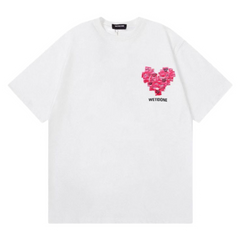 We11done Pink Heart Icon T-Shirt White