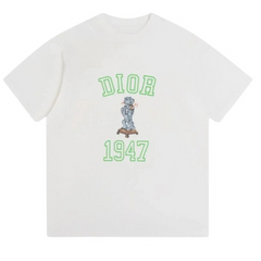 Dior Blue Tiger Print T-Shirt White