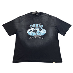 Represent x Oasis Defintly Maybe Blue Print T-Shirt Washed Dark Grey
