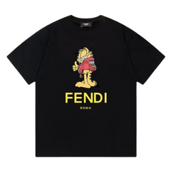 Fendi Yellow Garfield Print T-Shirt Black