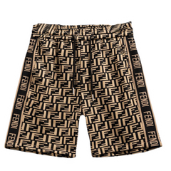 Fendi All Over Print Shorts Brown