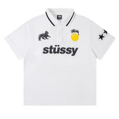 Stussy Lion Polo Shirt White