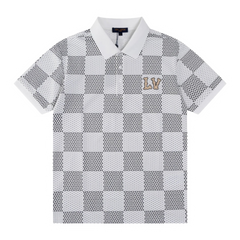 Louis Vuitton Squared Polo Shirt Grey & White