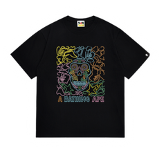 Bape A Bathing Ape Multi Color Print T-Shirt Black