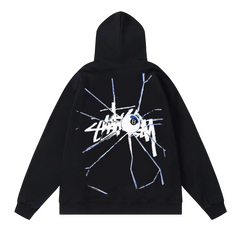 Stussy Breaking The Glass Print Hoodie Black
