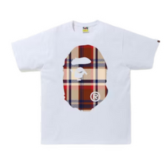 BAPE Check Big Ape Head Tee White/Red