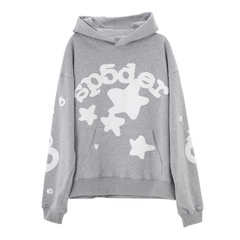 Sp5der Stars Print Hoodie Grey