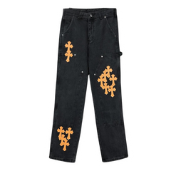 Chrome Hearts Orange Crosses Jeans Black
