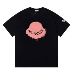 Moncler Pink ChestprintT-Shirt Black