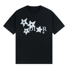 Dior White Stars Print T-Shirt Black