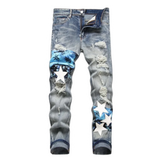 Amiri Hawaii White Stars Jeans Blue