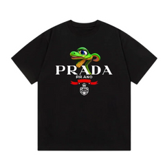 Prada Milano Snake Print T-Shirt Black