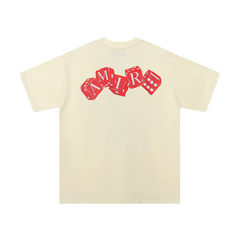 Amiri Letters on Dice Print T-Shirt Creme