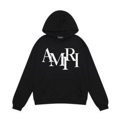 Amiri Basic Off Writing Hoodie Black